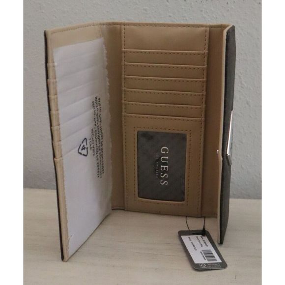 Guess SV806451 Women's Natural Brown Basira SLG "G" Print Clutch Trifold Wallet - Picture 4 of 7